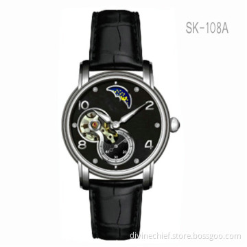 2016 China Manufacture Novelty Genuine Leather Watch Straps Sun & Moon Phase Watches